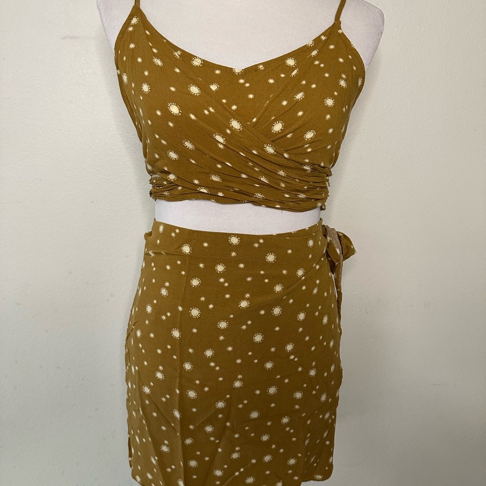 Rip Curl Wrap Front Mustard Floral Mini Skirt